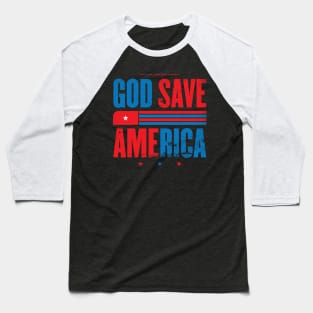 God Save America Red and Blue Baseball T-Shirt